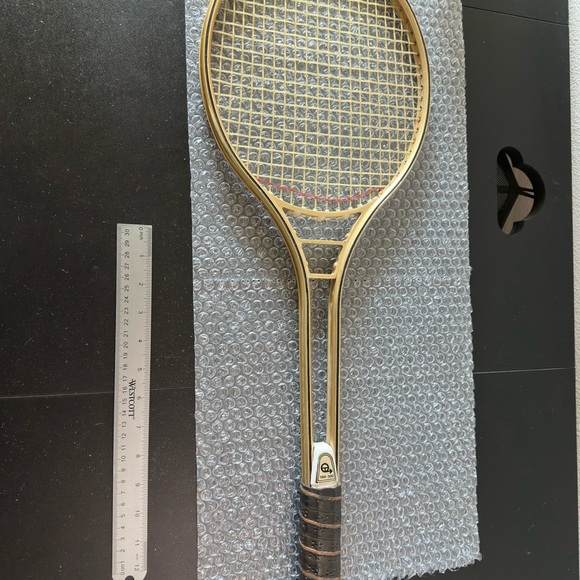 Gold Tennis Racket with Black Grip - Picture 4 of 6
